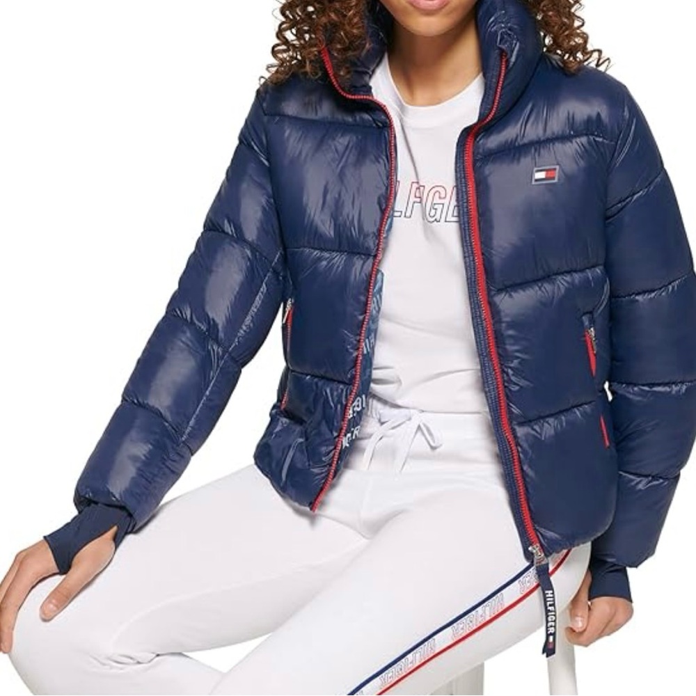 Tommy Hilfiger Women's Navy Puffer Jacket - Picture 1 of 9